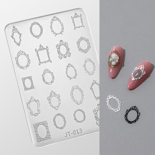 Blomsterpræget Neglekunstform Silikonkombinationsskabelon Neglekunstværktøj 0.05 13