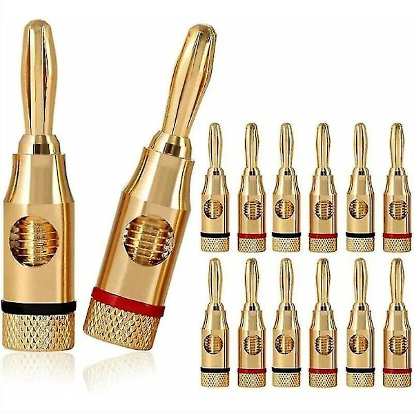 Banaani liittimet, Premium 24k kullattu Hifi kaiutinliitin, Kaiutinkaapeli, Kotiteatteri, Kaiutinkaapeli 12 kpl