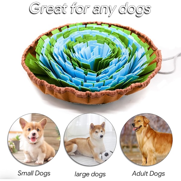 Snuffelmatte for hunder mat sniffing fôringsmatte, hund snusematte valp langsom mating treningsmatte oppmuntrer naturlige fôrsøkningsferdigheter,