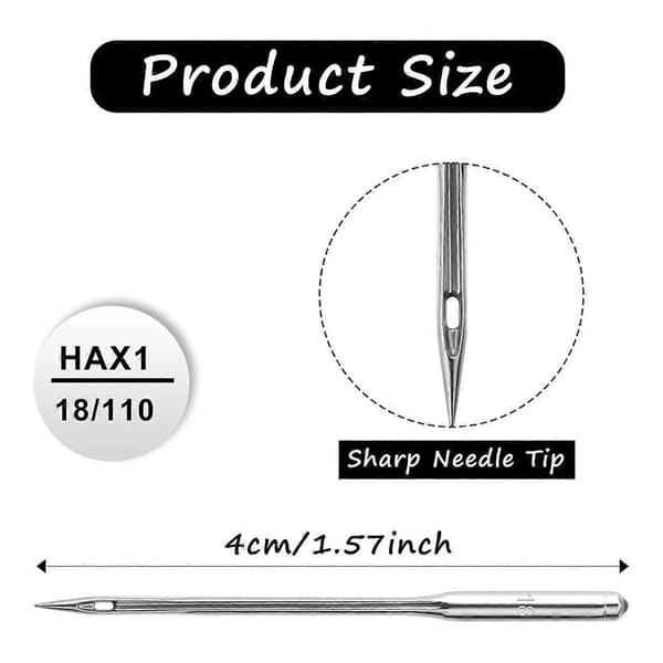 100 Pcs Sewing Machine Needles Universal Sizes Heavy Duty Sewing Machine Needles for Embroidery Leather Jeans (110/18)