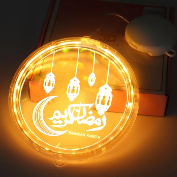 Ramadan Dekorasjonslys, 1 stk 6,3 tommer Eid Mubarak Måne Stjerne Slott Ramadan Kareem
