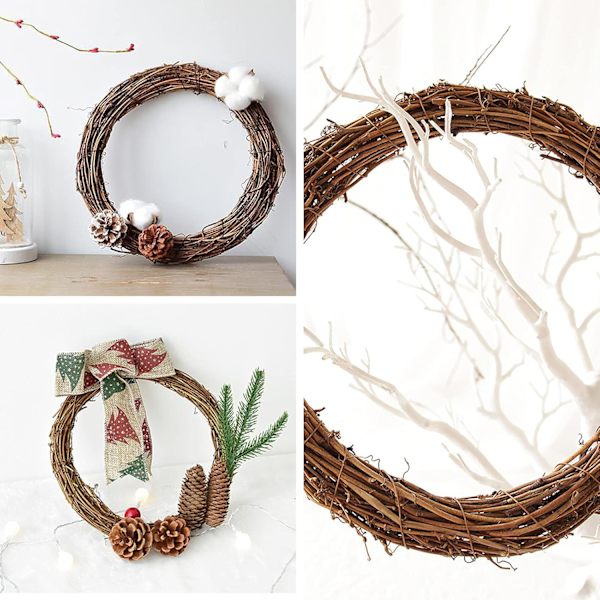 3 stycken 20 cm Retro julkrans grenkrans för DIY vinranka