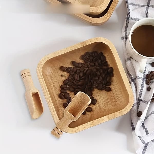 Bambusked Multifunktionell Mini Träspatel Skopa för Kaffe Te Kryddor Honung Resor Camping 6pcs