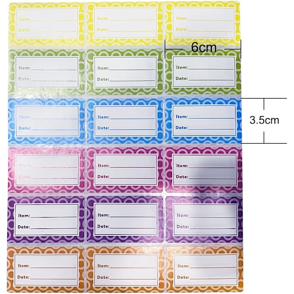 180 stk., 6x3,5 cm, nemme at fjerne fryseetiketter, aftagelige etiketter til F