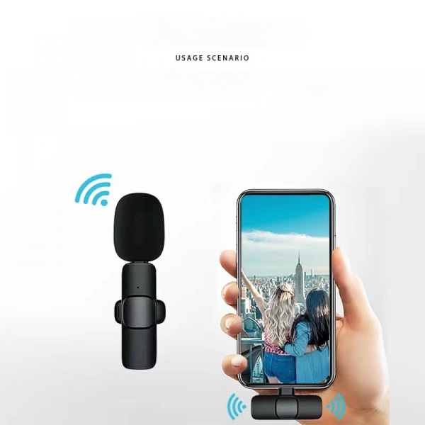 Trådløs mikrofon for iPhone iPad, minimikrofon, trådløse mikrofoner, trådløs lavaliermikrofon, klipsmikrofoner, mikrofon