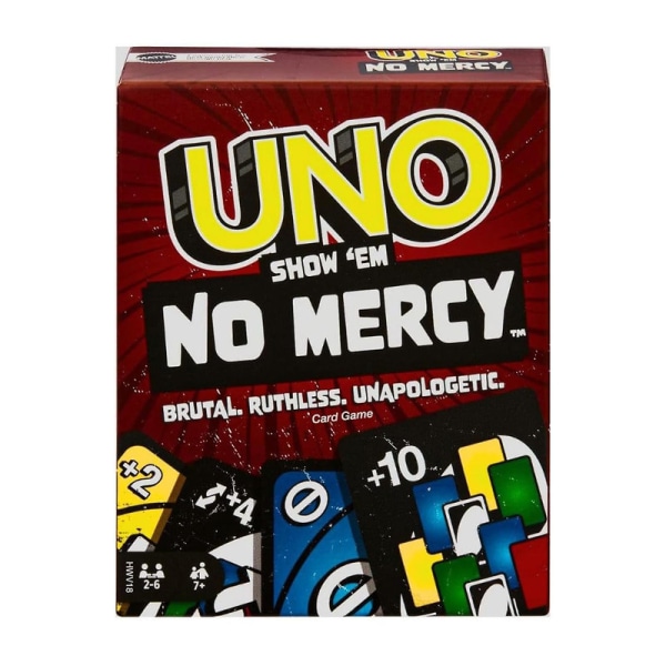 UNO-korttipeli UNO Show'em No Mercy Card Game 168 korttia perheen yöpymismatkoille