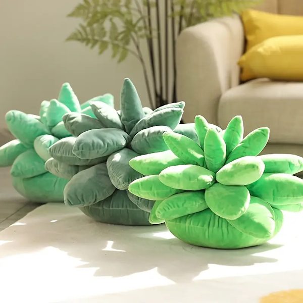 Succulent Kudde, Söta Kuddar, Accentkuddar för Grön Succulent-Tema Heminredning