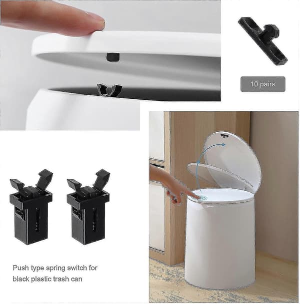 Black Plastic Latch for Trash Can, Compatible with Brabantia, 3-50L, 10-pack