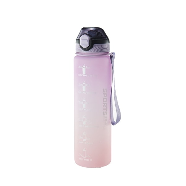 Vandflasker 1L BPA-fri sportsdrikkeflaske med sugerør, opvaskemaskinesikkert låg Lækagesikker motiverende vandflaske med tidsmærker