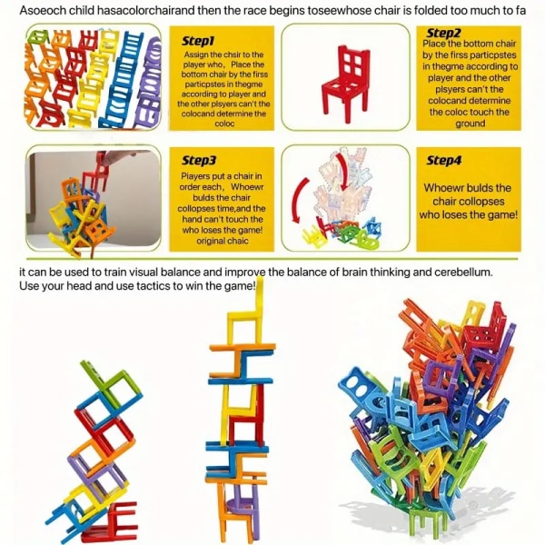 24-Piece Chair Building Blocks - Pædagogisk og interaktiv leg for familier