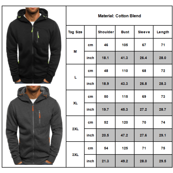 Herre Sport Fitness Fritidsgenser Cardigan Hettejakke Dyp Grå Deep Grey L