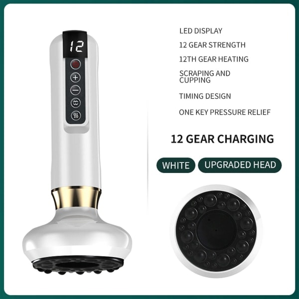 REMAKE Koppningsset Gua Sha Massage Tryckavlastning Uppvärmning Tryckavlastning 12 Lägen Smart Elektrisk Koppning Bärbar Uppladdningsbar Koppningsmassage...