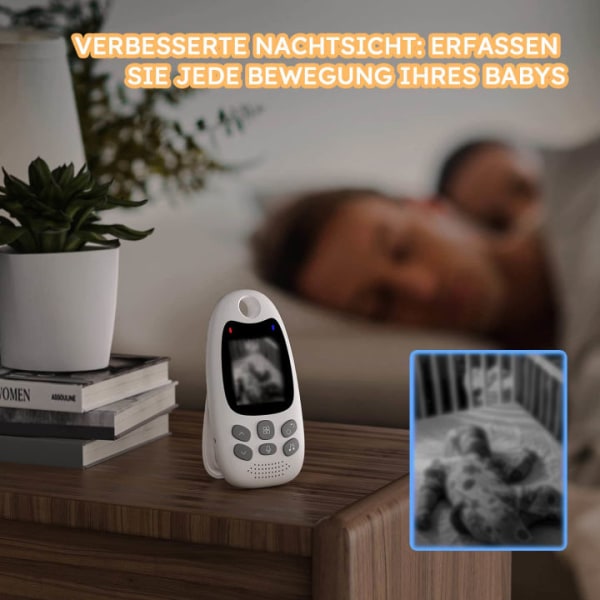 Babyalarm med kamera Bærbar 2,4 Ghz nattesyn video babyalarm Vox-funktion og intelligent standby Temperatursensor Intercom-system Vuggeviser Lang batterilevetid