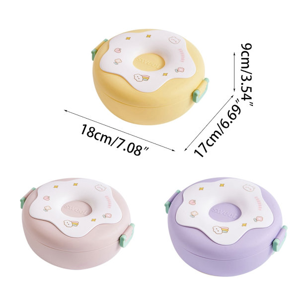 Tecknad Bento Lunchbox för barn Länksäker lunchfruktbehållare för flickor Pojkar Lunchlåda för toddler med 3 fack Pink 0.2