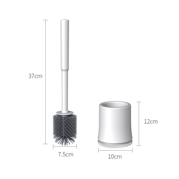 Toalettbørste- og holdersett, silikonbørste for rengjøringsskål for baderom Børstesett med pinsett - off-white
