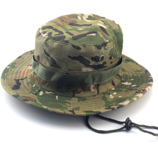 Men Casual Beanies Wide Stripe Cap Military Camo Hat Army Green - Camo