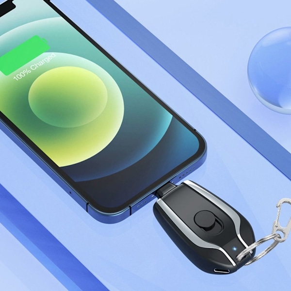 Bærbar Powerbank Nødlader SORT TIL IPHONE TIL