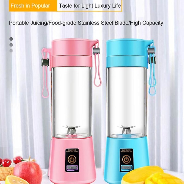 400ml Portable USB Electric Fruit Juicer Smoothie Maker Blender Shaker Bottle (Blue Lake)