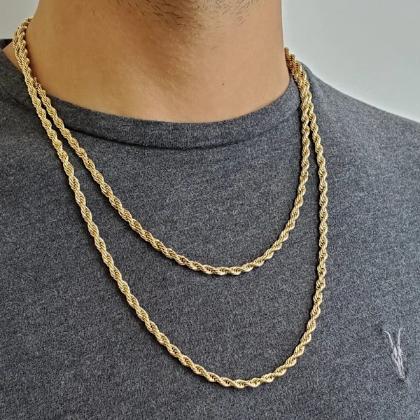 Paksu kierretty ketjun kaulakoru Miesten muotikorut Ruostumaton teräs Mies 60CM Rohkea köysiketjun kaulakoru Parhaat lahjat poikaystävälle 40c 40 cm Platinum Plated