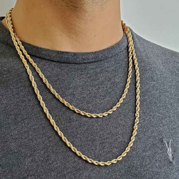 Tjock Twistkedja Halsband Herrmode Smycken Rostfritt Stål Man 60CM Fet Repkedja Halsband Bästa Presenter till Pojkvän 50cm 50 cm Gold color