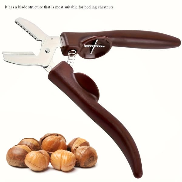 Kastanjebrækker i rustfrit stål med ergonomisk håndtag, effektiv nødde-piller 1pc
