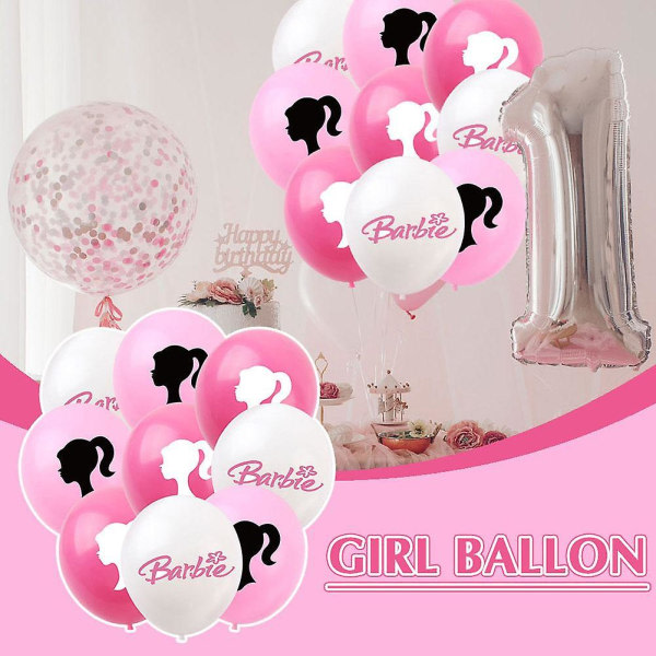 Barbie rosa lateks ballonger Barbie tema festpynt for jenter Prinsesse bursdag lys rosa 10 stk