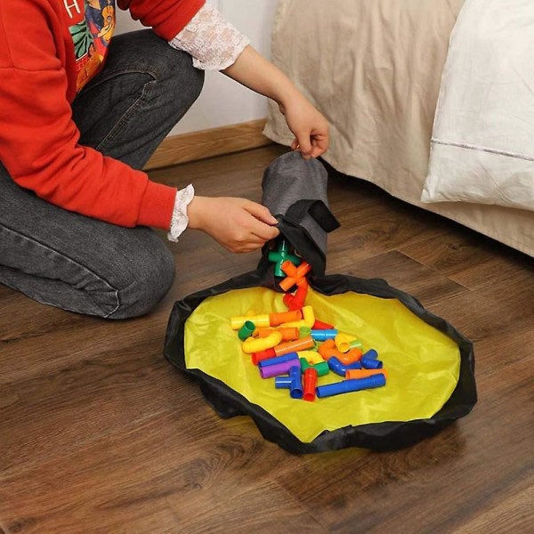 Sort sammenklappelig legetøjstaske - Alsidig Playmat opbevaringskurv
