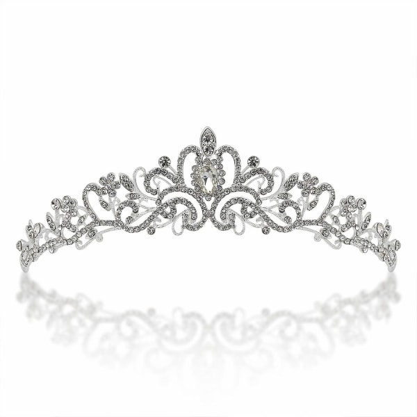 Crystal Tiara Silver Kronbrud Prinsessan Rhinestone Hår Smycken Dekor