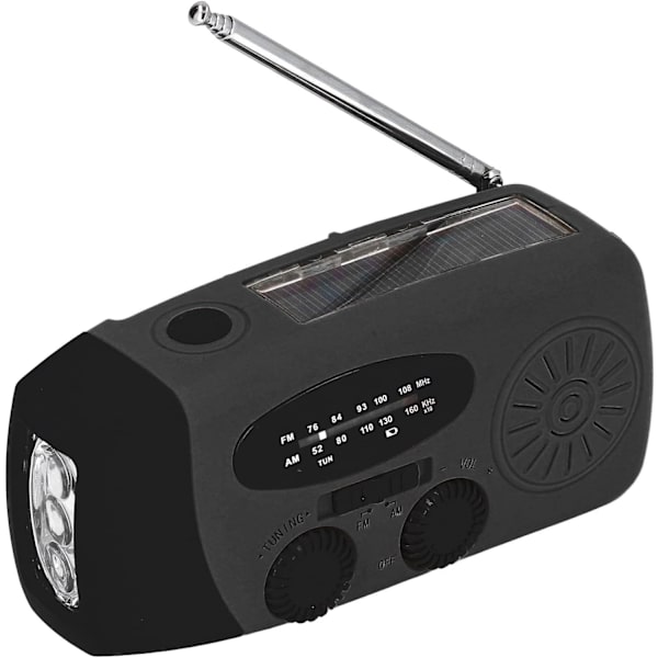 Veva Radio med Handvev, Solladdning, LED-ficklampa, Bärbar FM AM WB USB-radio