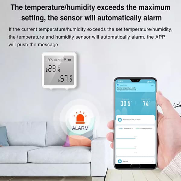Intelligent Temperature and Humidity Sensor - Thermometer and Wireless WiFi Hygrometer for Home, Controlled via Alexa App