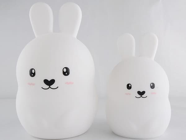 Night Light Rabbit / Stuffed Animal / Changing RGB - Silicone - 18.5 cm