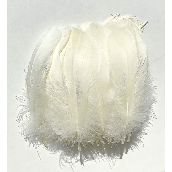 400 stk hvide fjer 8-12 cm, smukke naturlige gåsefjer til forskellige gør-det-selv