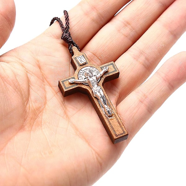 Retro Jeesus Risti Kaulakoru Puu Metalli Riipus Korut Charm Kaulakoru Lahja Ruskea Brown 1PC