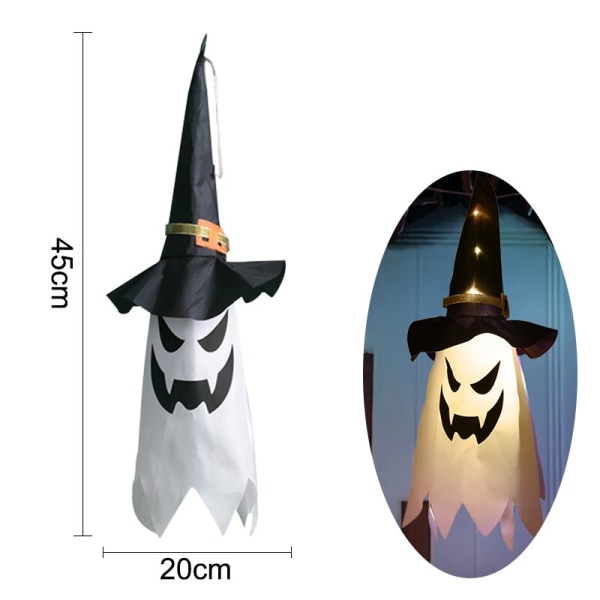 Halloween LED blinkende lys hengende spøkelse Halloween festkledning glødende trollmannhatt lampe skrekkrekvisitter hjem bar dekorasjon