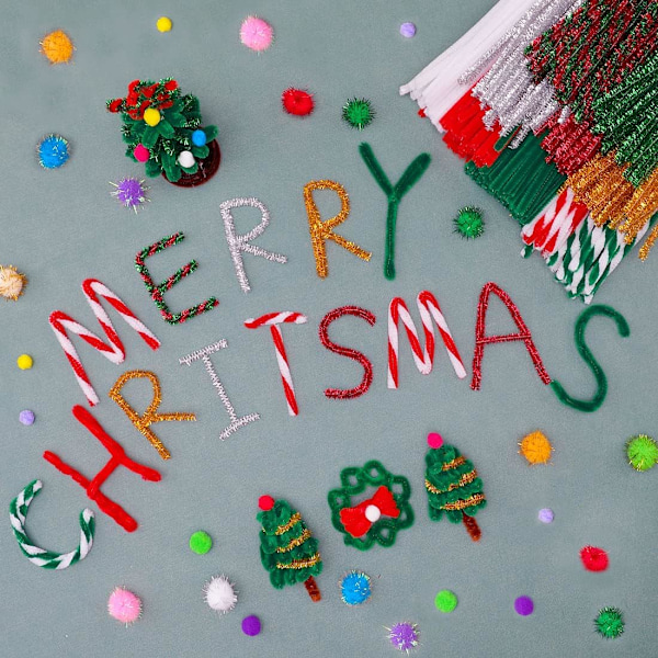 200 st, Glitter Grön Hantverksprodukter, Chenille Stjälkar för DIY Konst & Hantverksprojekt (Glitter Grön)
