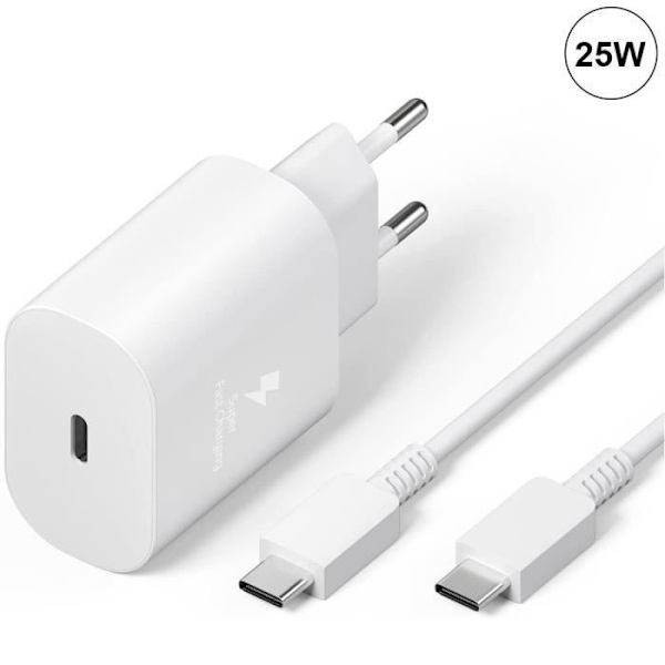25W USB-C Hurtiglader + USB-C til USB-C Kabel Hvid til iPhone 16 Pro Max, iPhone 16 Pro, iPhone 16, iPhone 16 Plus Vit