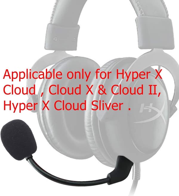 Mikrofonerstatning kompatibel med HyperX Cloud, Cloud X og Cloud II til computer PC Gaming Headsets Støjreducerende 3,5 mm Jack
