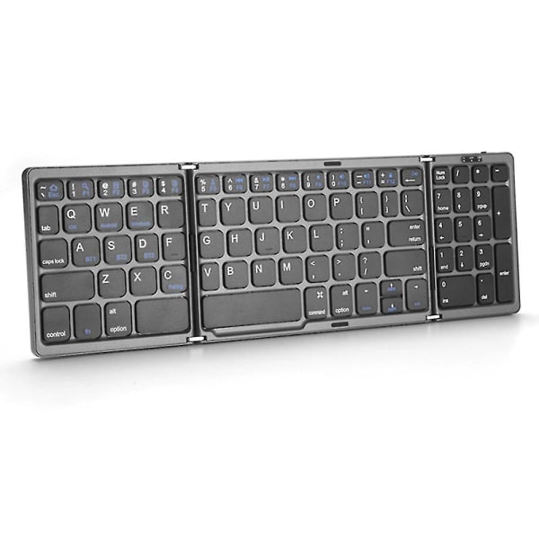 B089 Bærbart Tri-fold 81 taster Bluetooth-tastatur Hjemmekontor Trådløst tastatur med talområde--