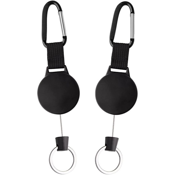 3 st ID-korthållare Jojo Heavy-duty utdragbar nyckelring Retractable Key Roll Key Jojo Key Chain med 65 cm/25 tum ståltrådskabel, Svart