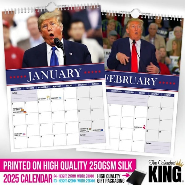 Väggkalender 2025 - Rolig - A3 Storlek / Svag / Jul / Födelsedag / Present Idé / Present