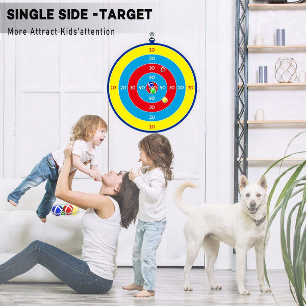 25,5\" Stor Darttavla för Barn med 12 Klibbiga Bollar, Bollspelet för Barn, Inomhus/Utomhus/Trädgård/Brädspel (65cm)