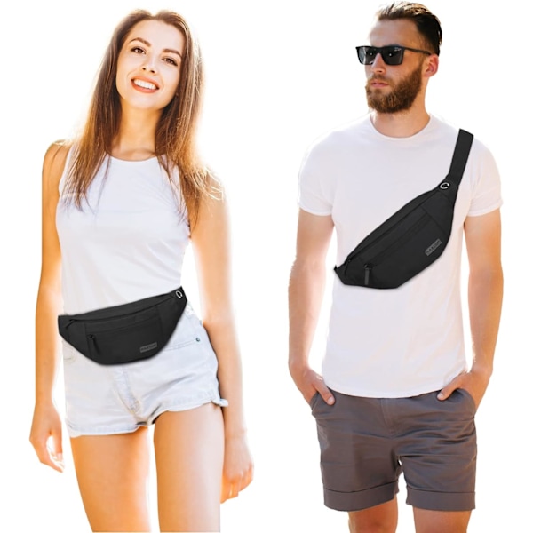 MAXTOP Stor Crossbody Fanny Pack Bæltetaske til Kvinder Mænd med 4-lynlås Lommer Casual Håndfri Vandresistent Taljepakke Bærer af Telefoner