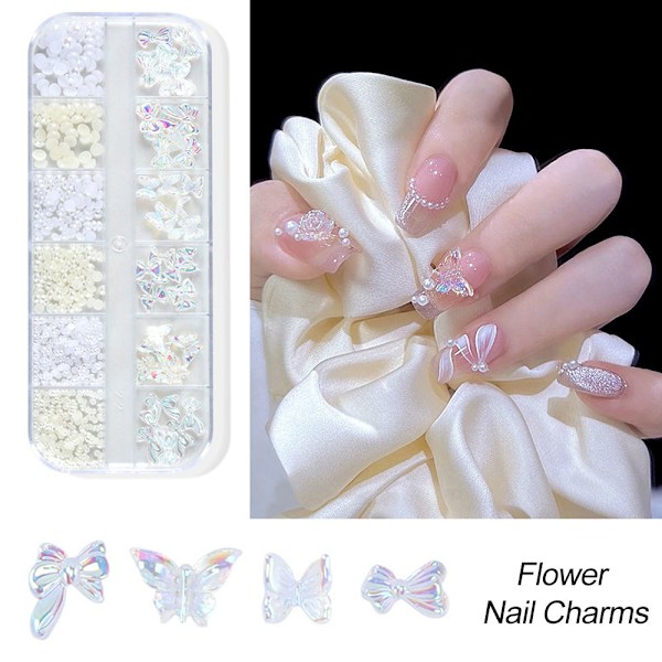 Naglar Fjäril Blomma Björn Nail Art Hantverk Diamant for Naglar Dekoration Pärla Metall Nagel Flatback Gem Kristall Rhinestones