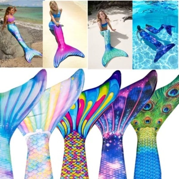 Durable mermaid tail for kids for swimming, Monofin included blue