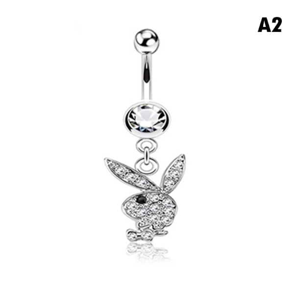 1. Buny Dangle Navlepiercing med Pave CZ Stene i Kirurgisk Stål A2