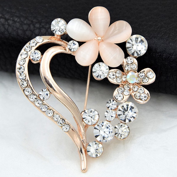 Hjerte corsage, opal krave pin broche kostume tilbehør
