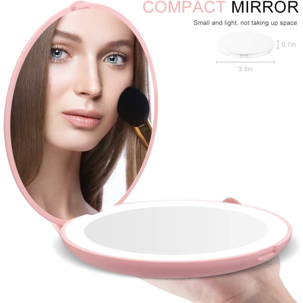Oplyst kompakt spejl med forstørrelse