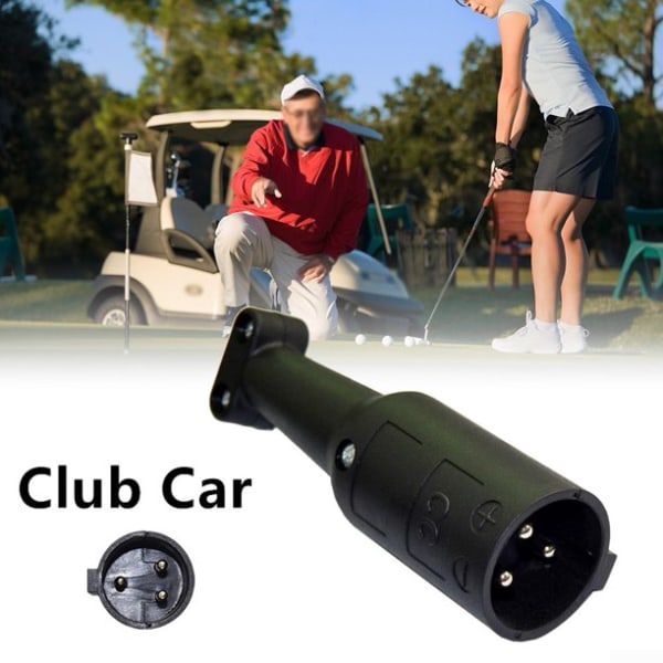 Pyöreä musta golfkärryn laturin pistoke Club Car Pyöreä 48 V Powerdrive-liitin 3 Pin