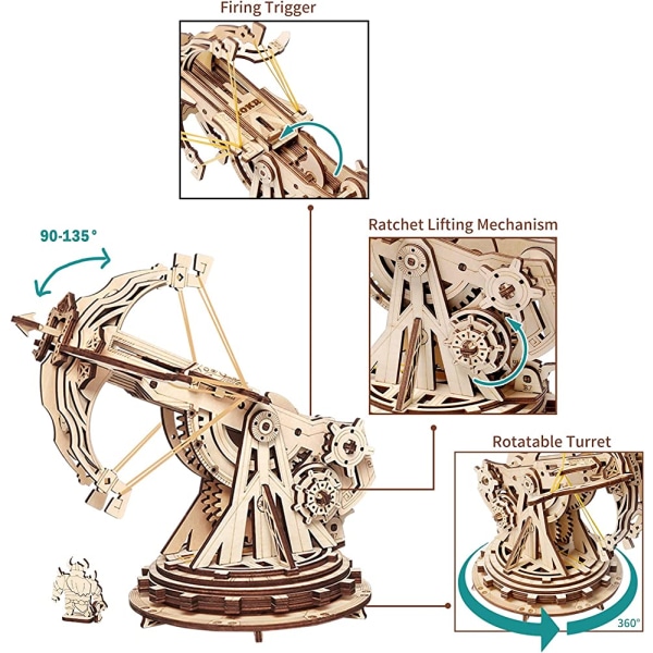 3D-puiset palapelit aikuisille, tee-se-itse puiset ballista-laukaisulelut Rakennusmallisarjat STEM-projektit Lelut pojille/tytöille