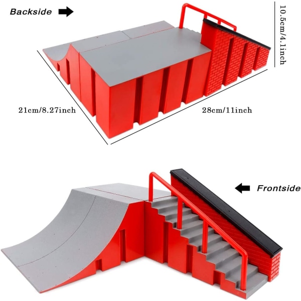 Finger Skateboard Ramp Tilbehør Sæt, Fingerboard Skate Park Kit Rampe Finger Skateboards Træning Rekvisitter til Børn og Børn (B)